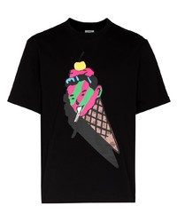 T-shirt à col rond imprimé noir Icecream