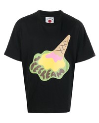 T-shirt à col rond imprimé noir Icecream