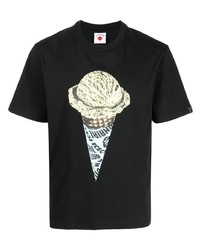 T-shirt à col rond imprimé noir Icecream