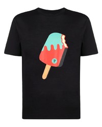 T-shirt à col rond imprimé noir Icecream