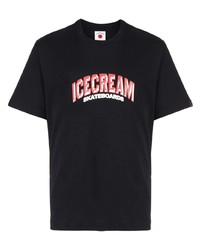 T-shirt à col rond imprimé noir Icecream
