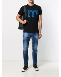 T-shirt à col rond imprimé noir DSQUARED2