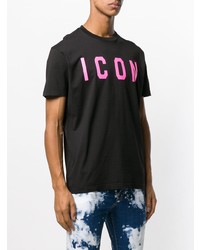 T-shirt à col rond imprimé noir DSQUARED2