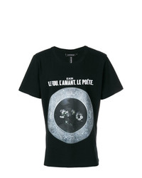 T-shirt à col rond imprimé noir Icosae