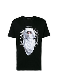 T-shirt à col rond imprimé noir Icosae