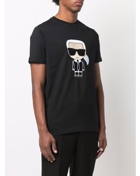 T-shirt à col rond imprimé noir Karl Lagerfeld