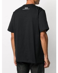 T-shirt à col rond imprimé noir MSGM