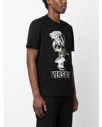 T-shirt à col rond imprimé noir Versace