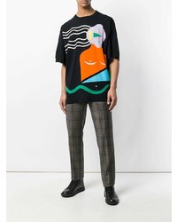 T-shirt à col rond imprimé noir Walter Van Beirendonck