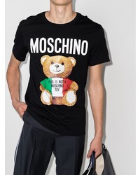 T-shirt à col rond imprimé noir Moschino