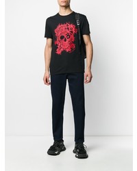 T-shirt à col rond imprimé noir Alexander McQueen