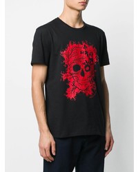 T-shirt à col rond imprimé noir Alexander McQueen