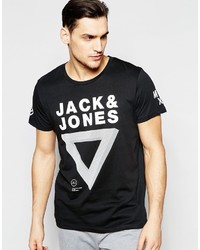 T-shirt à col rond imprimé noir Jack and Jones