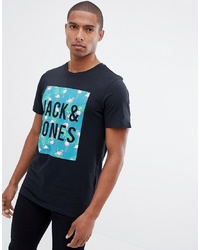 T-shirt à col rond imprimé noir Jack & Jones