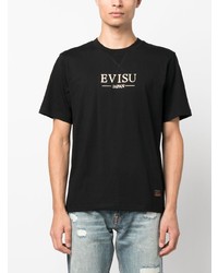 T-shirt à col rond imprimé noir Evisu