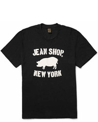 T-shirt à col rond imprimé noir Jean Shop
