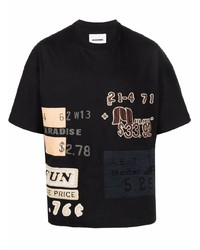 T-shirt à col rond imprimé noir Jil Sander