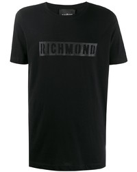 T-shirt à col rond imprimé noir John Richmond