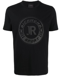 T-shirt à col rond imprimé noir John Richmond