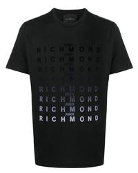 T-shirt à col rond imprimé noir John Richmond