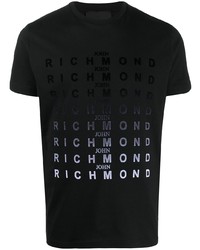 T-shirt à col rond imprimé noir John Richmond