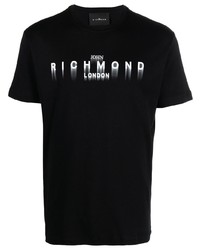 T-shirt à col rond imprimé noir John Richmond