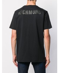 T-shirt à col rond imprimé noir John Richmond