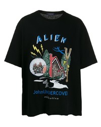 T-shirt à col rond imprimé noir JohnUNDERCOVE