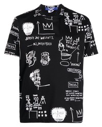 T-shirt à col rond imprimé noir Junya Watanabe MAN