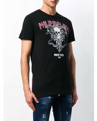 T-shirt à col rond imprimé noir Philipp Plein