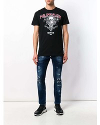 T-shirt à col rond imprimé noir Philipp Plein