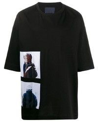 T-shirt à col rond imprimé noir Juun.J