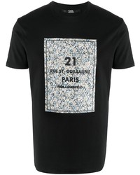 T-shirt à col rond imprimé noir Karl Lagerfeld