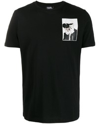 T-shirt à col rond imprimé noir Karl Lagerfeld