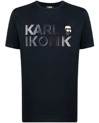 T-shirt à col rond imprimé noir Karl Lagerfeld