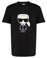 T-shirt à col rond imprimé noir Karl Lagerfeld