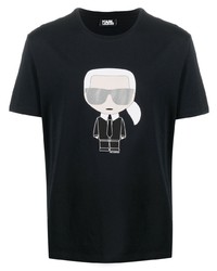 T-shirt à col rond imprimé noir Karl Lagerfeld