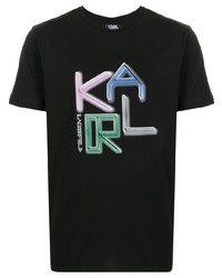 T-shirt à col rond imprimé noir Karl Lagerfeld