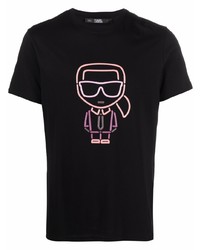 T-shirt à col rond imprimé noir Karl Lagerfeld