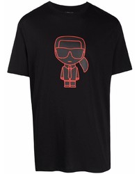 T-shirt à col rond imprimé noir Karl Lagerfeld