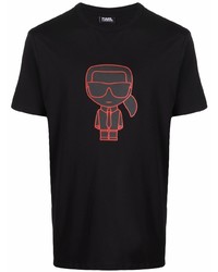 T-shirt à col rond imprimé noir Karl Lagerfeld