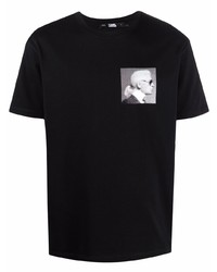 T-shirt à col rond imprimé noir Karl Lagerfeld