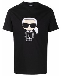 T-shirt à col rond imprimé noir Karl Lagerfeld