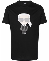 T-shirt à col rond imprimé noir Karl Lagerfeld