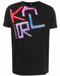 T-shirt à col rond imprimé noir Karl Lagerfeld