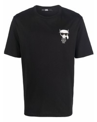 T-shirt à col rond imprimé noir Karl Lagerfeld