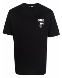 T-shirt à col rond imprimé noir Karl Lagerfeld