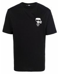 T-shirt à col rond imprimé noir Karl Lagerfeld