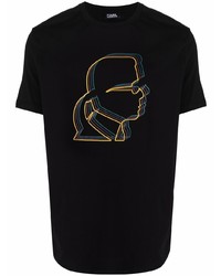 T-shirt à col rond imprimé noir Karl Lagerfeld