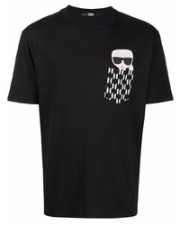 T-shirt à col rond imprimé noir Karl Lagerfeld